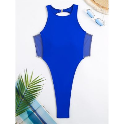 ชุดว่ายน้ำ2023เซ็กซี่สุดๆแบบมินิเซกส์แบบเปิดหลังชุดว่ายน้ำขาเดียวสำหรับอาบน้ำชุดว่ายน้ำสตรีแบบผ่าสูง