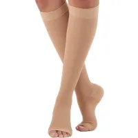 S-XL Compression Stockings Stretch Open Toe Knee-High Socks Calf Riding Socks For Varicose Veins Treatment And Shaping Stovepipe