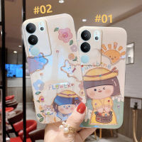 KOSLAM เคสโทรศัพท์ทนต่อสิ่งสกปรกลายสาวน้อยและสัตว์น้อยน่ารักสำหรับ VIVO V29 5G V29e V29 Pro 5G V27 5G V27e V27 Pro 5G V25 5G V25e V25 Pro 5G V23E 4G 5G 5คลังสินค้าพร้อมปลอกโทรศัพท์มือถือ TPU นิ่มดีไซน์ใหม่ V20 Pro 5G V23 5G