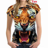 2023 newWomens Fashion Tiger Print T-shirt Short Sleeve Casual Pullover Art Paintings Tops &amp; T-Shirts