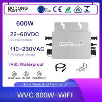 ไมโครอินเวอร์เตอร์ WVC 600W แผงโซล่าแรงดันไฟฟ้า22-60VDC กริดอินเวอร์เตอร์แนะนำใช้แผง2*375วัตต์110V230V ส่งออก AC