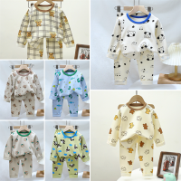 Autumn New Boys Baby Keep Warm Lycra Underwear Suits Children Indoor Long Sleeves Pajamas Set Kids Loose Cartoon Printed Tops + Pants Fashion Home Clothing Two-Pieces For 1- 10 Years Boy Trend Outfits