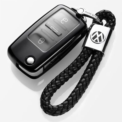 YCHIC เคสกุญแจโฟล์คสวาเก้น TPU + PC,จี้พวงกุญแจโลหะอัลลอย Volkswagen,ที่ใส่กุญแจ,พวงกุญแจ,Keyfob เคสสำหรับ Volkswagen Bora /Sagita/golf/tigu/polo/lavida/santana/jetta/new Passat