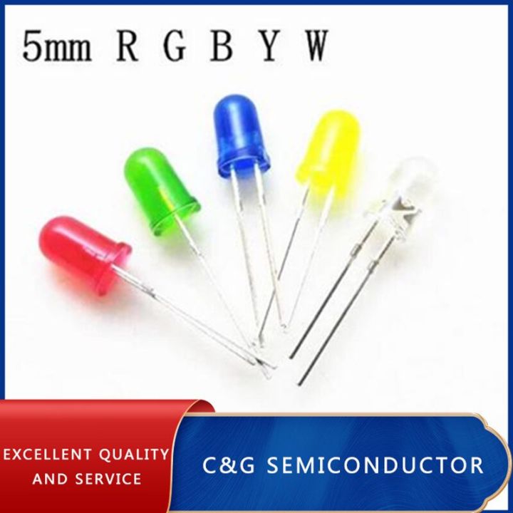 5type*20pcs=100pcs 5MM LED Red white green blue yellow LED Package,light emitting diode package WATTY Electronics