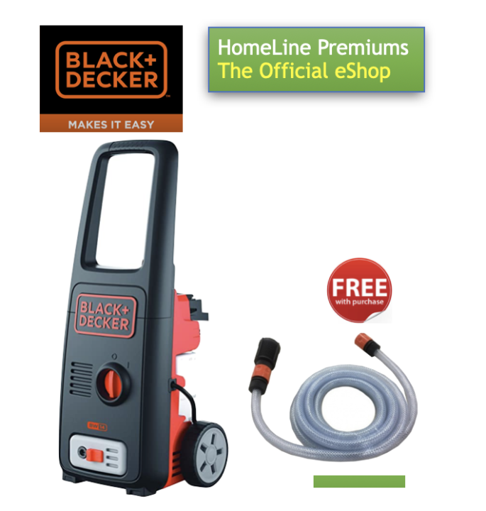BLACK+DECKER BW14 HIGH PRESSURE WASHER,1400W + FREE BLACK+DECKER PWSPK ...