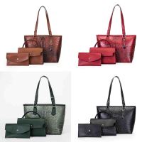 Retro Crocodile Bag Women 3 Pcs Set Alligator Print Luxury PU Leather Handbags and Purses Female Roomy Shopper Bag Tote 2022 New