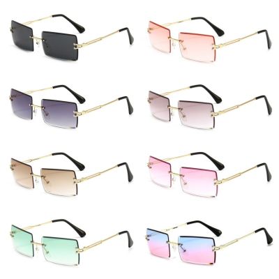 เฉดสี UV400แว่นตาแว่นตากันแดดสำหรับผู้หญิงผู้ชายเดินทางสี่เหลี่ยมขี่ไร้ขอบแว่นกันแดดแฟชั่นไล่ระดับสี
