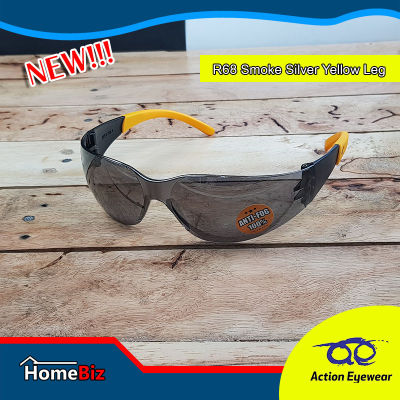 Action Eyeware  รุ่น R68B Smoke silver yellow leg แว่นตานิรภัย, แว่นกันแดด2020, แว่นตากันUV, แว่นกันแดดผู้ชาย, แว่นตาผู้ชาย, ***แถมซองผ้าใส่แว่น ฟรี***