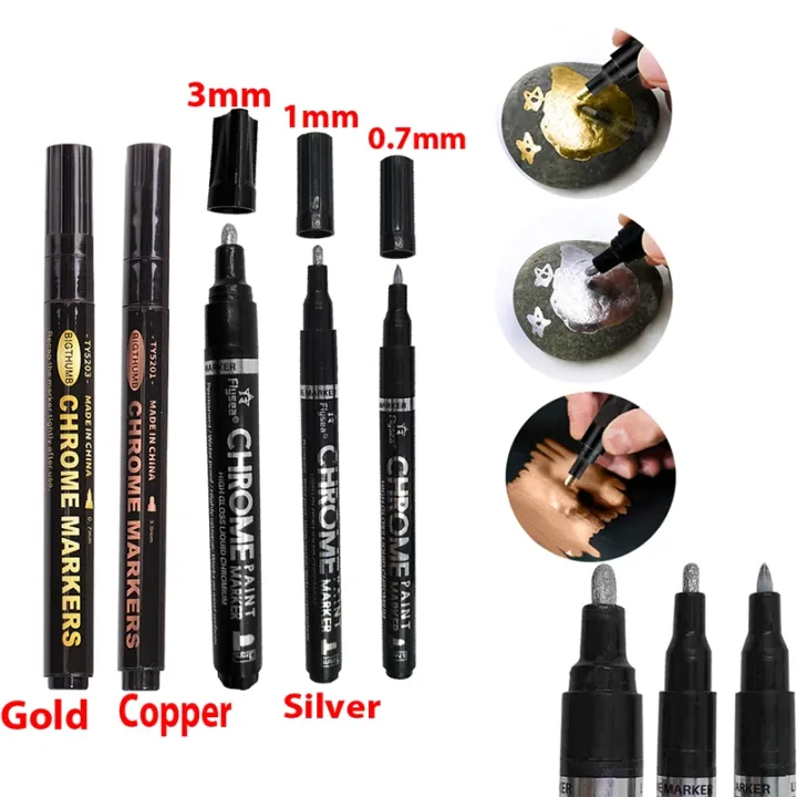 New Liquid Chrome Markers Silver Gold Copper Art Liquid Mirror Marker