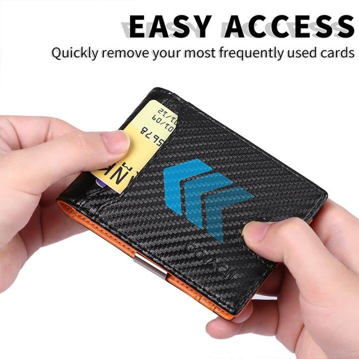 layor-wallet-rfid-ผู้ชายกระเป๋าสตางค์คาร์บอนไฟเบอร์หนังผอมบางบัตรผู้ชายกระเป๋าสตางค์กระเป๋าเงินคลิปชายกระเป๋าสั้นสีดำ-vallet-สตางค์-walet