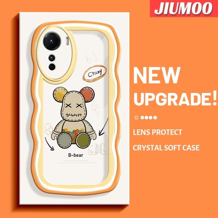 jiumoo-เคสสำหรับ-vivo-y35-y16-5g-y56-5g-เคสแฟชั่นลายตุ๊กตาหมีสุดสร้างสรรค์ขอบครีมเป็นลอนซิลิโคนลายการ์ตูนเคสโทรศัพท์โปร่งใสเคสใสเลนส์กล้องถ่ายรูปป้องกันการกระแทก