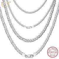 【cc】❆❇  925 Sterling Chain Necklace for Men Twised Rope Italian Figaro Cuban Curb Chains Stackable Jewelry