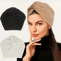 【CW】 Muslim inner hijab caps bohemia turban cashmere cross wrap head hat wool knitting bonnet turbante cap ready to