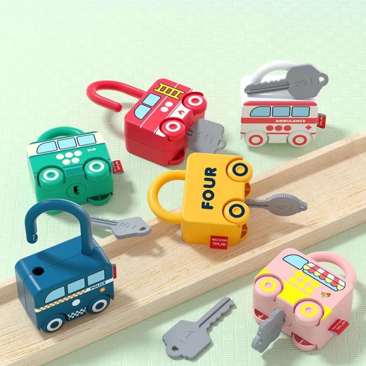6pcs-kids-learning-locks-with-keys-educational-preschool-numbers-matching-amp-counting-montessori-car-toys-teaching-aids-toys-game