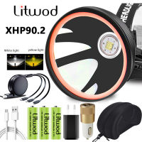 White Yellow Color Led Headlamp Xhp90.2Headlight Head Lamp Flashlight Torch 32W Bulbs 3* 18650 Battery 7800mah Light