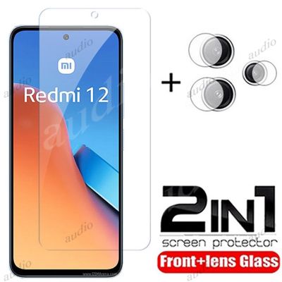 2in ฟิล์มกระจกเทมเปอร์1ชิ้นสำหรับ Xiaomi Redmi 12ปกป้องหน้าจอฟิล์มเลนส์กล้อง HD นิ่มสำหรับเรดมี่เรดมี่12 Redmi12ฟิล์มปกป้องหน้าจอโทรศัพท์