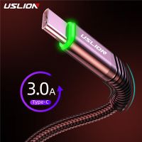 [HOT RUXMMMLHJ 566] สาย USB USLION Type C 3A สายชาร์จเร็ว Type-C สำหรับ Samsung Xiaomi Huawei USB C สายชาร์จโทรศัพท์มือถือสายไฟ LED