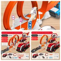 JECAE Slalom Track รถแข่งของเล่นพลาสติกซีเมนต์หลากสีเกมสำหรับเด็กของเล่นเด็กรถโลหะผสมเปลี่ยนสีได้ในการแข่งขัน