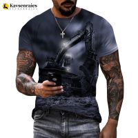 Excavator Printed 3D T-shirt Heavy Equipment Tractor Outdoor Streetwear Oversized Tops Men Summer Fashion Casual Cool T Shirt