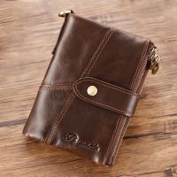 PI UNCLE Brand Leather Rfid Zipper Wallet Mens Coin Purse Short Money Bag Multi-Card Slot Photo Small Wallet