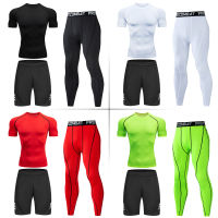 Mens Running Set Gym Long Sleeve T-shirt Pants Rashguard Tight Sport Set Men Compression Shirts Fitness Bodybuilding Clothing