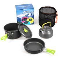 Portable Outdoor Camping Cooking Set DS-308 Teapot Coffee Kettle Cooking Pot Pan Cookware