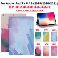 สำหรับ iPad Apple 7 / 8 / 9 (2019/2020/2021) A2197 10.2นิ้ว,A2200,A2198;A2428,A2429, A2270,A2430,A2603,a2604แฟชั่นภาพวาดคุณภาพสูงฝาครอบป้องกันแท็บเล็ตสีน้ำสีน้ำกันเหงื่อกันแท่นวางที่ทำจากหนังพลิก