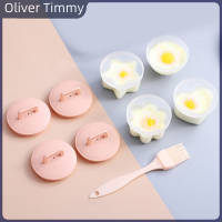 Oliver Timmy หม้อต้มไข่รูปหัวใจ,4ชิ้นแม่พิมพ์อุปกรณ์ทำอาหารไข่ในครัวพร้อมฝาแปรงเปอร์แม่พิมพ์ไข่เจียวสำหรับอุปกรณ์อบครัว