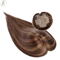 TESS Natural Women Human Hair Topper 15x15cm Hair Clips Hair Piece Hair Wigs 100 For Women Silk Base Clip In Hair Extensions