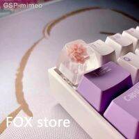 ☊✑Mimeo หมวก2023 Nova Flor Keycap ส่วนบุคคล À Mão Resina Transparente Cruz Esc Sa Altura Chave Mecânica