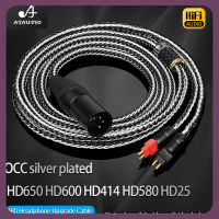 ATAUDIO Hifi ชุบเงิน OCC Hd650สายเคเบิลเสียงสำหรับหูฟัง4.4มม. 2.5มม. สมดุลสายหูฟังสำหรับ Sennheiser HD580 HD25 Hd545 Hd600s