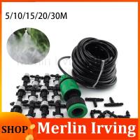 Merlin Irving Shop 5/20/30m Garden Watering Kit 4/7mm Tube Fog Nozzles Irrigation System Misting Cooling Automatic Water Hose Set Spray