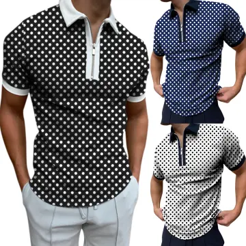 Mens Retro Polka Dot Long Sleeve Button Down Shirt Slim Fit Shirt Tee Blouse  Top