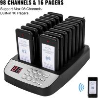 เครื่องเรียกคิวไร้สาย 16 เพจเจอร์ ปลั้กUS 100-240V Wireless Pager System Restaurant Queuing Calling System