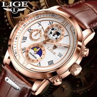 ZZOOI 100%Original LIGE Watch for Men TOP Brand Waterproof Sports Chronograph Watch Clock 2022 New Fashion Luxury Leather Wristwatches