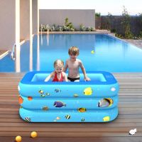 2/3 Layers Fish Pattern Inflatable Baby Children Swim Bathtub Large Size Inflatable Square Swimming Pool Home Use Paddling Pool