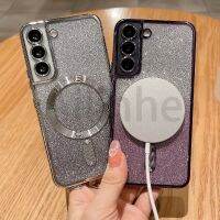 เคส Samsung Galaxy S22 S21 S23อัลตร้าพลัส S21เคสอิเล็กโทรเพลทสุดสรูไล่ระดับสีแวววาวอ่อน Magsafe ที่ครอบเลนส์ป้องกันแบบไร้สาย