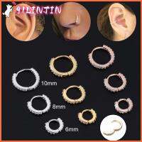 91LINTIN 1PC Punk Rook Daith Conch Snug Helix Cartilage Tragus ซิลเวอร์ โกลด์ โรสโกลด์ แหวนจมูก เครื่องประดับร่างกาย CZ เจาะหู ต่างหูฮักกี้ฮูป