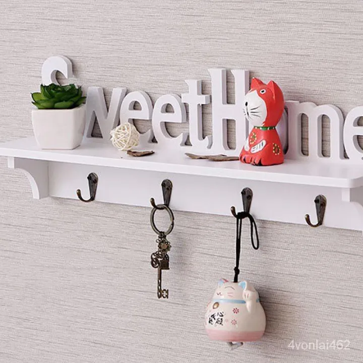 wooden wall mounted hook with shelf sweethome topic decor | Lazada PH