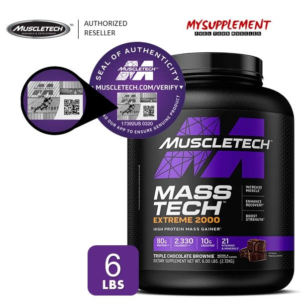 Muscletech Mass Tech Extreme 2000 6lbs Mass Gainer Muscle Builder Whey Protein Powder 5698
