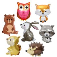 Fox Hedgehog Raccoon Deer ลูกโป่งฟอยล์สัตว์วันเกิด Woodland Forest Theme Party Decor R สีน้ำตาล Latex บอลลูน Baby Shower