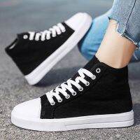 Canvas Athletic Shoe for Men Sneakers Black Skateboarding Shoes for Women Lightweight High-top Casual Lace-up Couple Sneakers