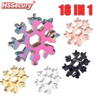 18 in 1 Snowflake Wrench Stainless Steel Portable Hand Tools for Home/Outdoor Camping Emergency Spanner Hexagon Screwdriver Tool