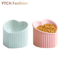 ชามเซรามิกแมวยกสูง YTCH-5.5นิ้วจานอาหารแมวสูง (14X14X12ซม.) ไม่มีความเครียดใส่ไมโครเวฟเครื่องล้างจานได้ป้องกันการอาเจียน