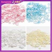 LIURU 100PCS ไม่ใช่โปรแกรมแก้ไขด่วน สีขาวสีฟ้าสีเบจสีชมพู หัวใจดาว ตกแต่ง DIY Art Flatback Beads Rhinestones Pearl ไข่มุกเอเลี่ยน โบว์ดอกไม้