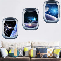 【NEW】【Penghantaran Privasi Tinggi】 New Style AliExpress 3D Starry Sky and Planets Spaceship Fake Window Living Room Bedroom Wall Sticker Decoration KS6614