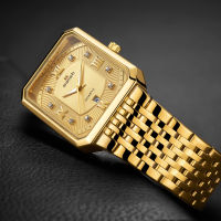 Fashion Gold Watches for Men Top Brand Luxury Mens Creative Rectangle Quartz Wrist Watch Waterproof Sports Relogio Masculino