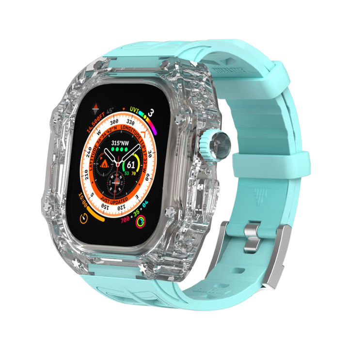 ชุดดัดแปลงโปร่งใสสุดหรูสำหรับนาฬิกา-apple-เคสยางเรืองแสง49มม-และสายสำหรับ-i-watch-series-8-7-6-5-4-se-45มม-44มม