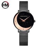 New Design Model Arrival Japan MIYOTA 2035 Quartz Movement Stainless Steel Wristwatch Moon Stars Night Flash Watches for Women