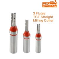 CNC Straight Router Bits 3 Flutes TCT Carbide Tipped End Milling Cutter สําหรับ Flush Trim Slotting Grooving Wood MDF ไม้อัด 1/2